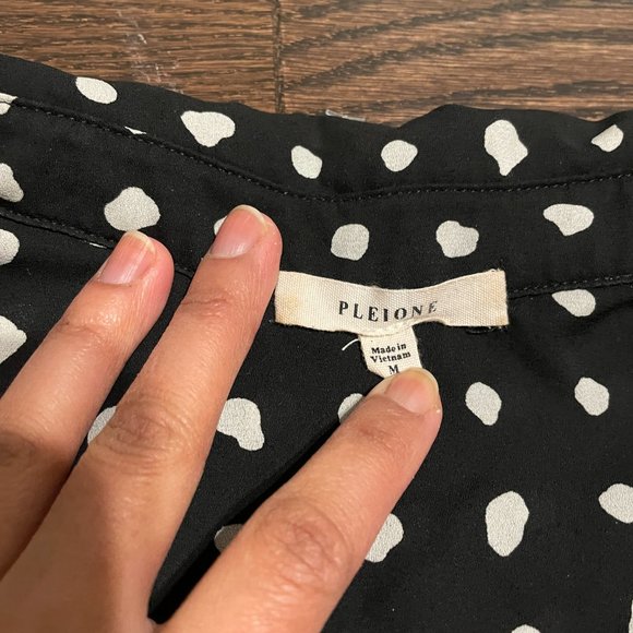 Pleione Black & White Polka Dot Tunic Blouse - Picture 2 of 6